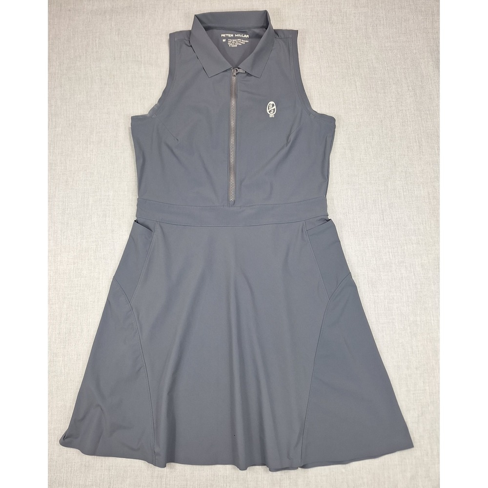 Peter Millar Womens Gray Sleeveless Quarter Zip Golf Dress UPF 50+ Size M